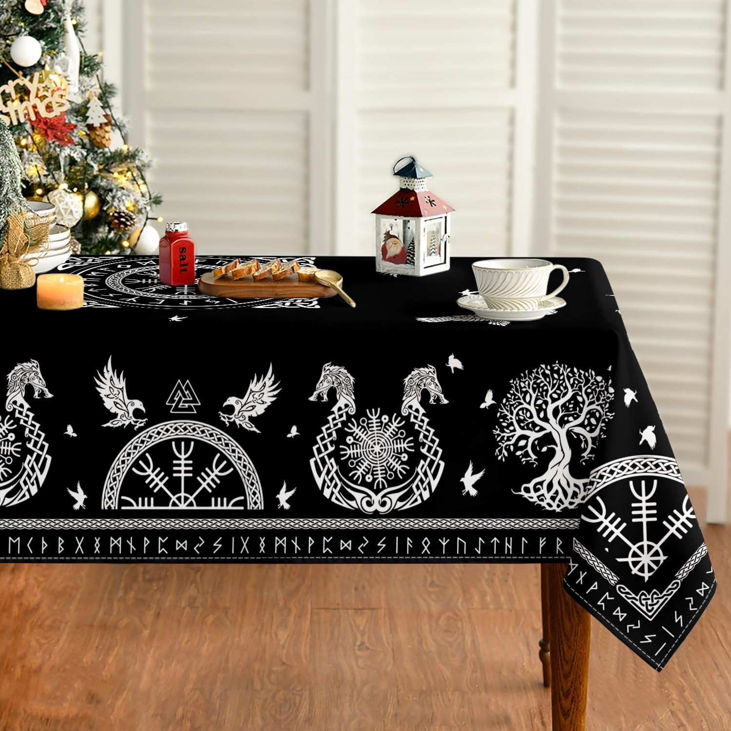 Board Game Vikings - Toalha de mesa retangular preta viking